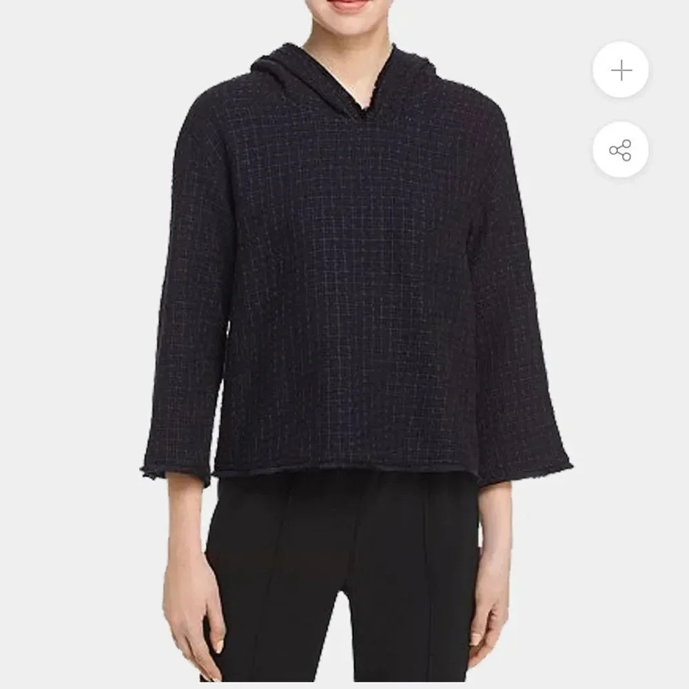 Marella Tweed Hooded Pullover Jacket Midnight Blue